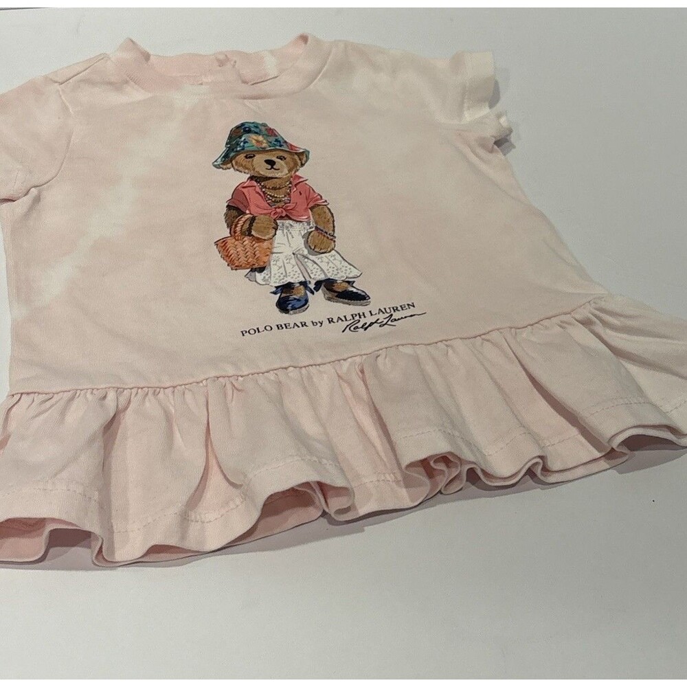 Ralph Lauren Baby Girls Polo Bear Cotton Jersey T-Shirt Pink 3 Months